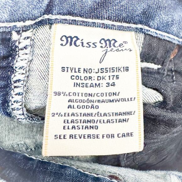 Miss Me Signature Ankle Skinny Dark Wash Denim Jeans Contrast Stitch Size 28 - Picture 7 of 8